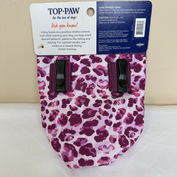 Top Paw Dog Treat Bag – Purple Leopard Print Training Pouch with Magnetic Clip - Picture 2 of 7